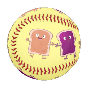 Niedliche Erdnussbutter und Gelee-Sandwich-Cartoon Baseball