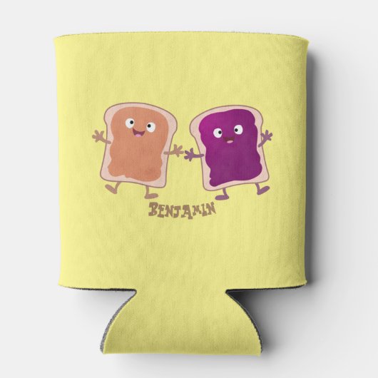 Niedliche Erdnussbutter und Gelee-Sandwich-Cartoon Dosenkühler (Rückseite)