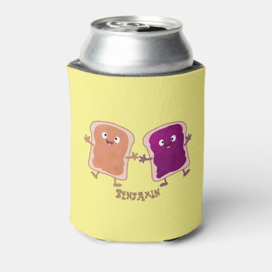 Niedliche Erdnussbutter und Gelee-Sandwich-Cartoon Dosenkühler (Kanne Rückseite)