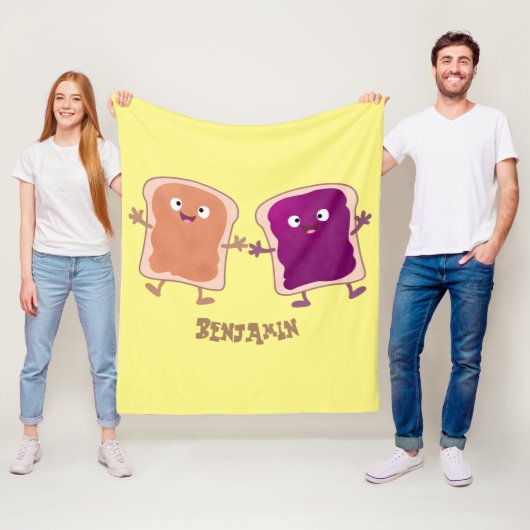 Niedliche Erdnussbutter und Gelee-Sandwich-Cartoon Fleecedecke (Beispiel)
