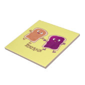 Niedliche Erdnussbutter und Gelee-Sandwich-Cartoon Fliese (Seite)