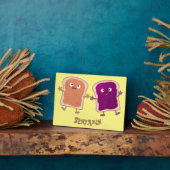 Niedliche Erdnussbutter und Gelee-Sandwich-Cartoon Fotoplatte (Seite)