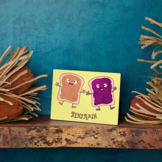 Niedliche Erdnussbutter und Gelee-Sandwich-Cartoon Fotoplatte (Seite)
