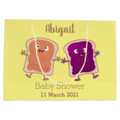 Niedliche Erdnussbutter und Gelee-Sandwich-Cartoon Große Geschenktüte (Rückseite)