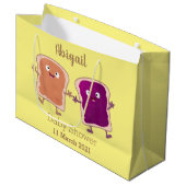 Niedliche Erdnussbutter und Gelee-Sandwich-Cartoon Große Geschenktüte (Vorderseite Schrägansicht)