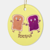 Niedliche Erdnussbutter und Gelee-Sandwich-Cartoon Keramik Ornament (Links)