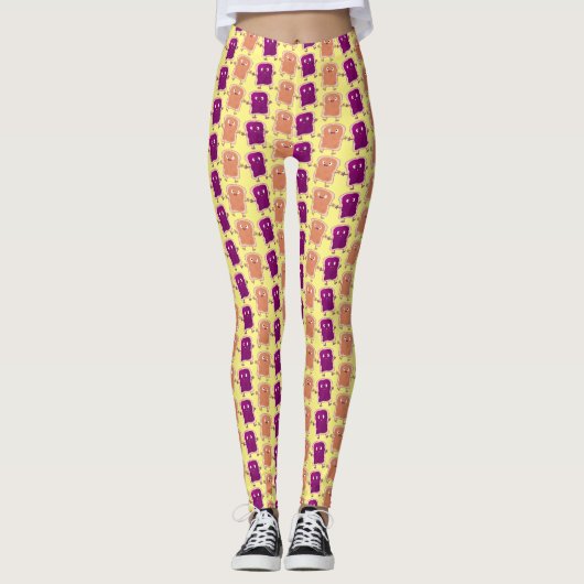 Niedliche Erdnussbutter und Gelee-Sandwich-Cartoon Leggings (Vorderseite)