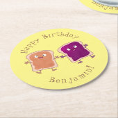 Niedliche Erdnussbutter und Gelee-Sandwich-Cartoon Runder Pappuntersetzer (Angewinkelt)