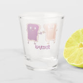 Niedliche Erdnussbutter und Gelee-Sandwich-Cartoon Schnapsglas (Rückseite)