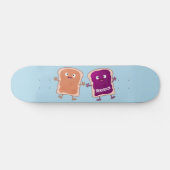 Niedliche Erdnussbutter und Gelee-Sandwich-Cartoon Skateboard (Horizontal)