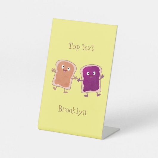 Niedliche Erdnussbutter und Gelee-Sandwich-Cartoon Sockelschild (Vorderseite)