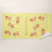 Niedliche Erdnüsse springen gelbe Cartoon Abbildun Strandtuch (Vorderseite)