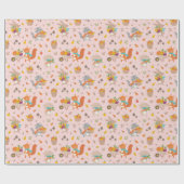 Niedliche Erntetiere fallen mit rosa Gemüse an Geschenkpapier (Flach)