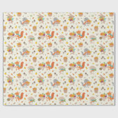 Niedliche Erntetiere mit Gemüse Geschenkpapier (Flach)