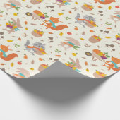 Niedliche Erntetiere mit Gemüse Geschenkpapier (Ecke)