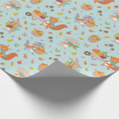 Niedliche Erntetiere mit Gemüse Geschenkpapier (Ecke)