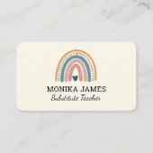Niedliche Ersatzlehrerin Cream Boho Rainbow Visitenkarte (Vorderseite)