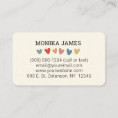 Niedliche Ersatzlehrerin Cream Boho Rainbow Visitenkarte (Rückseite)