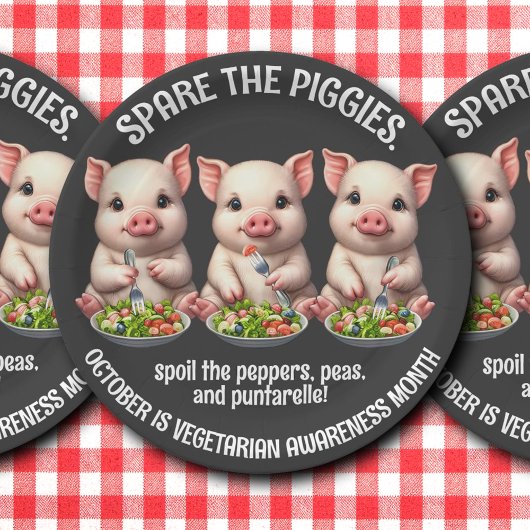 Niedliche Ersparnis für Schweine, die Salate essen Pappteller