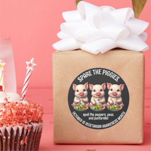 Niedliche Ersparnis für Schweine, die Salate essen Runder Aufkleber (Party)