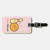 Niedliche erstaunliche Bowling Ball und Button Lie Gepäckanhänger (Vorderseite horizontal)