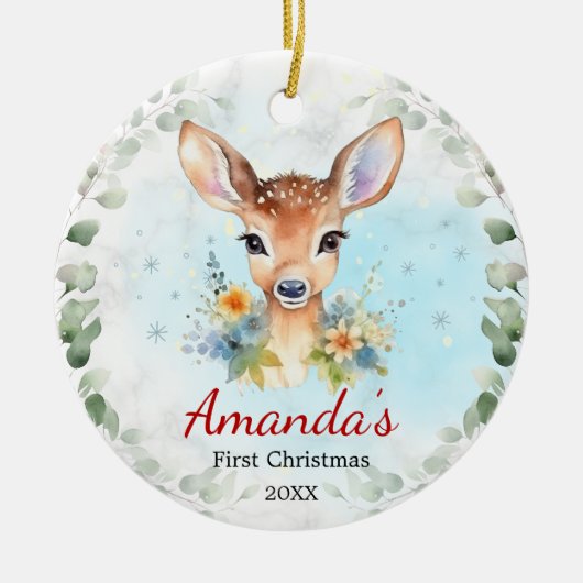 Niedliche erste Baby Weihnachtsjungfrau Keramik Keramik Ornament (Vorne)