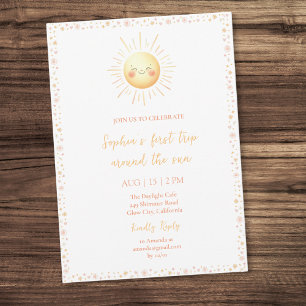 Niedliche erste Reise rund um das Sonnentag 1. Geb Einladung