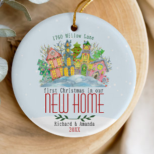 Niedliche erste Weihnachten in unseren neuen Zuhau Keramik Ornament