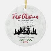 Niedliche erste Weihnachten unsere neue Zuhause sc Keramik Ornament (Vorne)