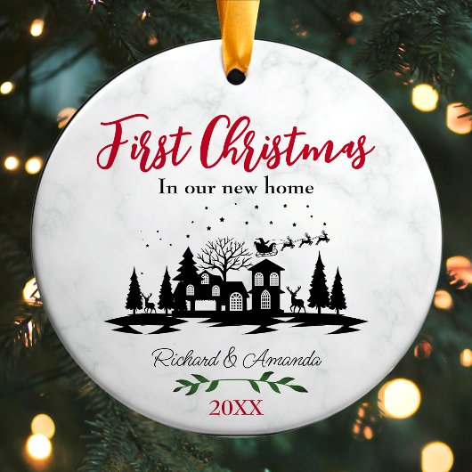Niedliche erste Weihnachten unsere neue Zuhause sc Keramik Ornament