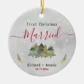 Niedliche erste Weihnachtsbäume verheiratete Grünb Keramik Ornament (Vorne)