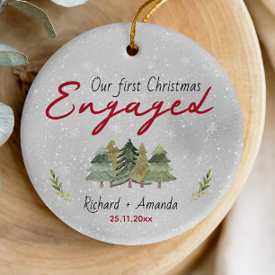 Niedliche erste Weihnachtsbäume Verlobung Keramik Ornament