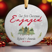 Niedliche erste Weihnachtsbäume Verlobung Keramik Ornament