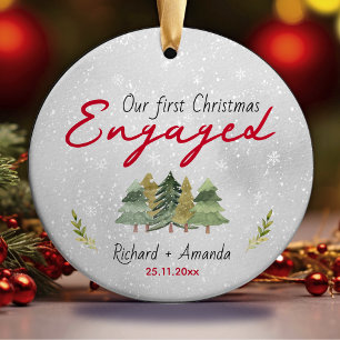 Niedliche erste Weihnachtsbäume Verlobung Keramik Ornament