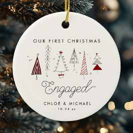 Niedliche Erste Weihnachtszeit Verlobte Whimsikbau Keramik Ornament