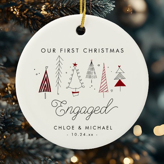 Niedliche Erste Weihnachtszeit Verlobte Whimsikbau Keramik Ornament