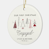 Niedliche Erste Weihnachtszeit Verlobte Whimsikbau Keramik Ornament (Links)