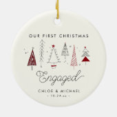 Niedliche Erste Weihnachtszeit Verlobte Whimsikbau Keramik Ornament (Hinten)