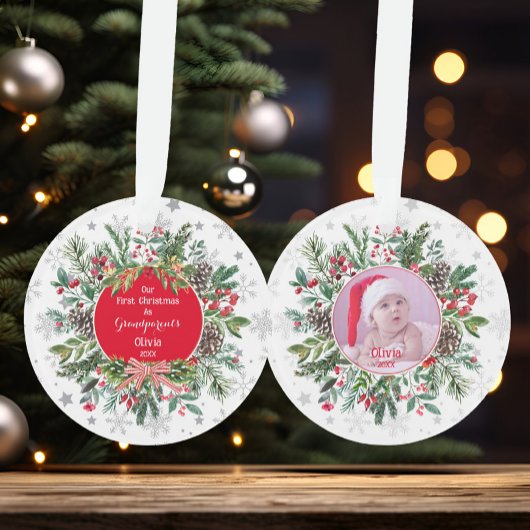 Niedliche Erstweihnachtsgroßeltern Foto Keepake Ornament