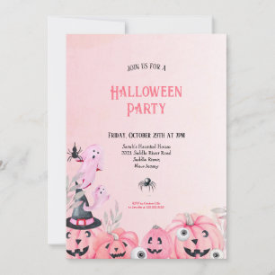 NIEDLICHE ERWACHSENE UND KINDER PINK HALLOWEEN-PAR EINLADUNG