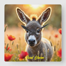 Niedliche Eselspopäden schmücken Tierkunst Quadratische Wanduhr