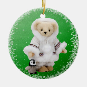 Niedliche EskimoTeddybärn-u. Penguin-Verzierung Keramikornament
