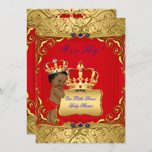 Niedliche Ethnic Baby Shower Boy Regal Red Royal B Einladung