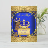 Niedliche Ethnic Baby Shower Boy Regal Royal Blue Einladung (Stehend Vorderseite)