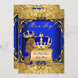 Niedliche Ethnic Baby Shower Boy Regal Royal Blue Einladung