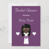 Niedliche ethnische Braut-lila Brautparty Einladung (Rückseite)