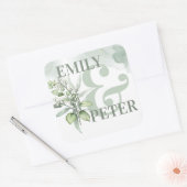 Niedliche Eukalyptus-Blätter Elegante Grüne Hochze Quadratischer Aufkleber (Umschlag)