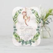 Niedliche Eukalyptus-Wreath-Kinderdusche Einladung (Stehend Vorderseite)