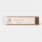 Niedliche Eukalyptusblüten Rose Gold Glitzer Schreibtischnamensplakette (Vorderseite )