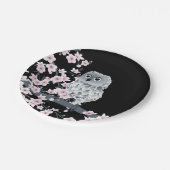 Niedliche Eukalyptusblüten Schwarz Rosa Pappteller (Schrägansicht)